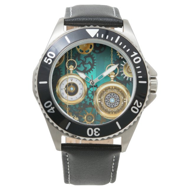 Steampunk Jewelry Watch, wir haben Green Backgroun Armbanduhr (Vorderseite)