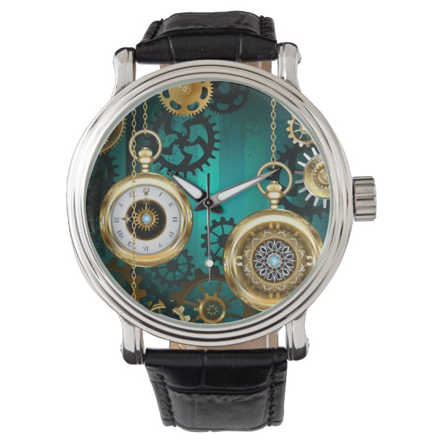 Steampunk Jewelry Watch, wir haben Green Backgroun Armbanduhr (Vorderseite)