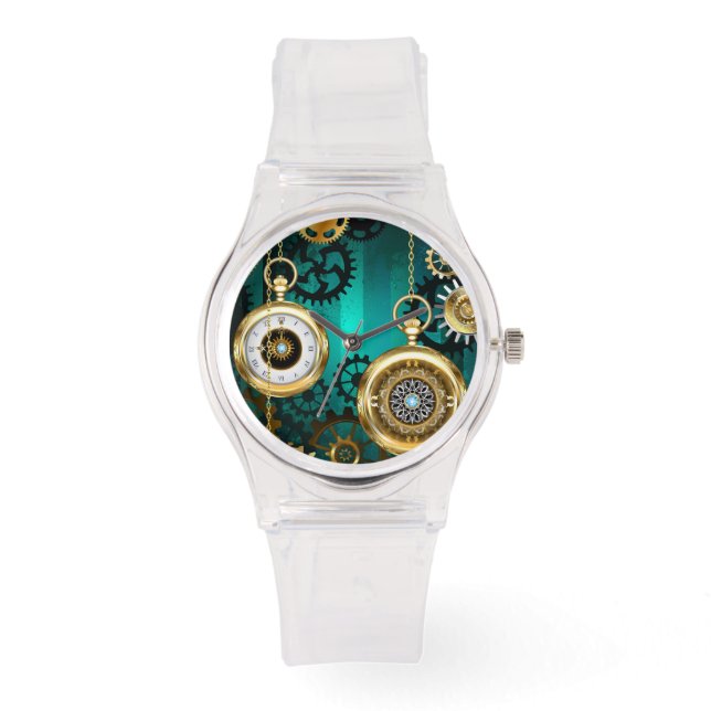 Steampunk Jewelry Watch, wir haben Green Backgroun Armbanduhr (Vorderseite)