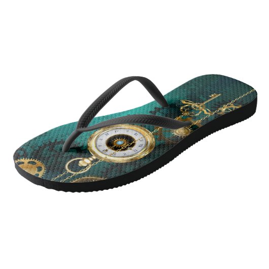 Steampunk Jewelry Watch, wir haben Green Backgroun Badesandalen (Schrägansicht)