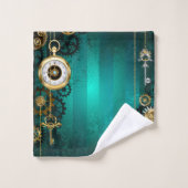 Steampunk Jewelry Watch, wir haben Green Backgroun Badhandtuch Set (Waschlappen)