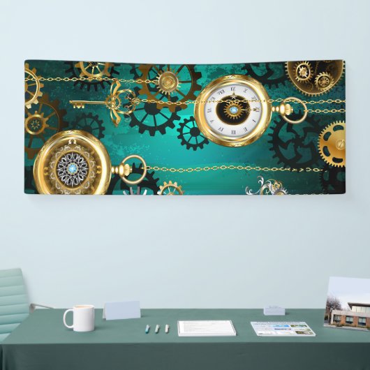 Steampunk Jewelry Watch, wir haben Green Backgroun Banner (Messe)