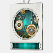 Steampunk Jewelry Watch, wir haben Green Backgroun Banner-Ornament Silber (Links)