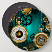 Steampunk Jewelry Watch, wir haben Green Backgroun Button (Vorne & Hinten)