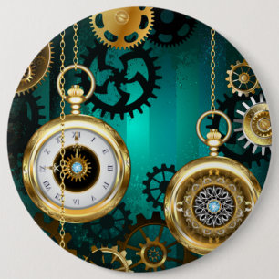 Steampunk Jewelry Watch, wir haben Green Backgroun Button