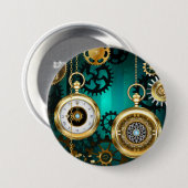 Steampunk Jewelry Watch, wir haben Green Backgroun Button (Vorne & Hinten)