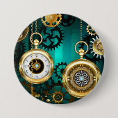 Steampunk Jewelry Watch, wir haben Green Backgroun Button (Vorderseite)