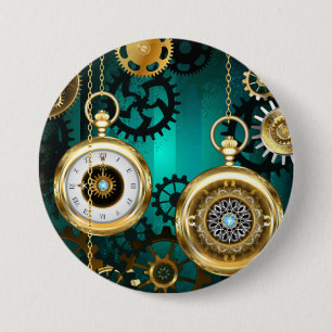 Steampunk Jewelry Watch, wir haben Green Backgroun Button
