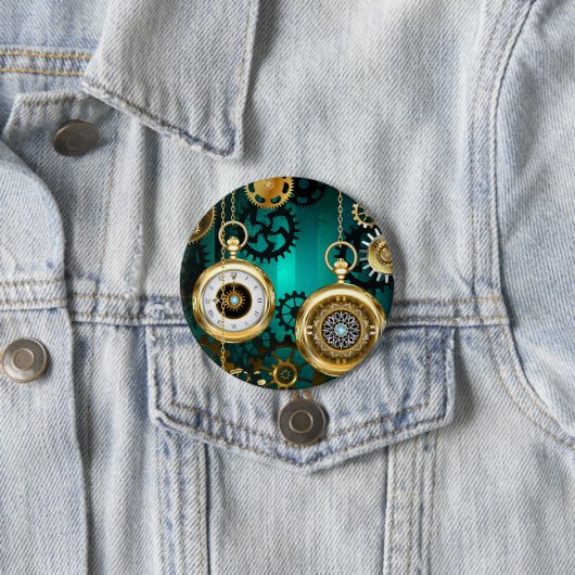 Steampunk Jewelry Watch, wir haben Green Backgroun Button (Beispiel)