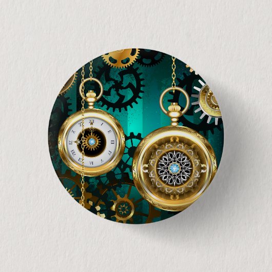Steampunk Jewelry Watch, wir haben Green Backgroun Button (Vorderseite)