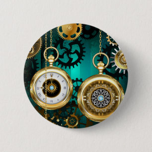 Steampunk Jewelry Watch, wir haben Green Backgroun Button