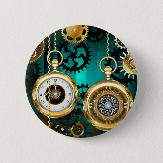 Steampunk Jewelry Watch, wir haben Green Backgroun Button (Vorderseite)