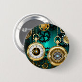 Steampunk Jewelry Watch, wir haben Green Backgroun Button (Vorne & Hinten)