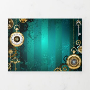 Steampunk Jewelry Watch, wir haben Green Backgroun Dreifach Gefaltete Karte
