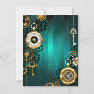 Steampunk Jewelry Watch, wir haben Green Backgroun Einladung