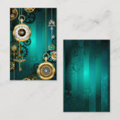 Steampunk Jewelry Watch, wir haben Green Backgroun Empfehlungskarte (Vorne/Hinten)