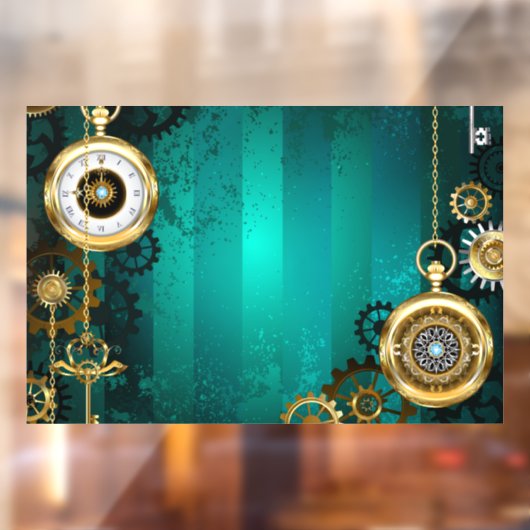 Steampunk Jewelry Watch, wir haben Green Backgroun Fensteraufkleber (Blatt 2)