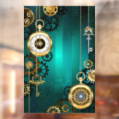 Steampunk Jewelry Watch, wir haben Green Backgroun Fensteraufkleber (Blatt 2)