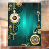 Steampunk Jewelry Watch, wir haben Green Backgroun Fensteraufkleber (Blatt 2)