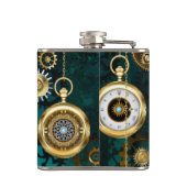 Steampunk Jewelry Watch, wir haben Green Backgroun Flachmann (Rückseite)
