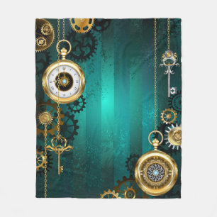 Steampunk Jewelry Watch, wir haben Green Backgroun Fleecedecke