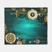 Steampunk Jewelry Watch, wir haben Green Backgroun Fleecedecke (Vorderseite (Horizontal))