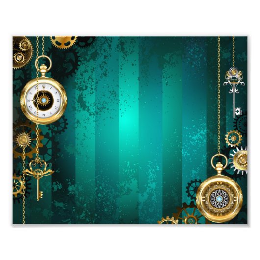 Steampunk Jewelry Watch, wir haben Green Backgroun Fotodruck (Vorne)