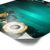 Steampunk Jewelry Watch, wir haben Green Backgroun Fotodruck (Ecke)