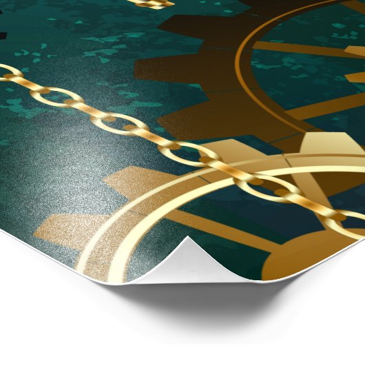 Steampunk Jewelry Watch, wir haben Green Backgroun Fotodruck (Ecke)