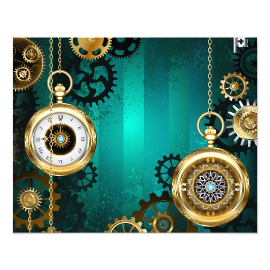 Steampunk Jewelry Watch, wir haben Green Backgroun Fotodruck (Vorne)