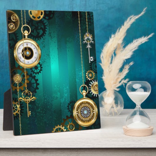 Steampunk Jewelry Watch, wir haben Green Backgroun Fotoplatte (Seite)