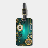 Steampunk Jewelry Watch, wir haben Green Backgroun Gepäckanhänger (Vorderseite vertikal)