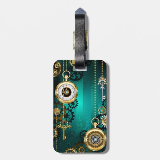 Steampunk Jewelry Watch, wir haben Green Backgroun Gepäckanhänger (Rückseite vertikal)