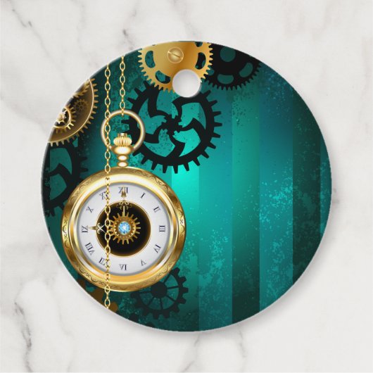 Steampunk Jewelry Watch, wir haben Green Backgroun Geschenkanhänger (Vorderseite)