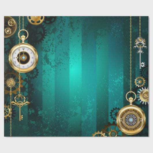 Steampunk Jewelry Watch, wir haben Green Backgroun Geschenkpapier (Flach)