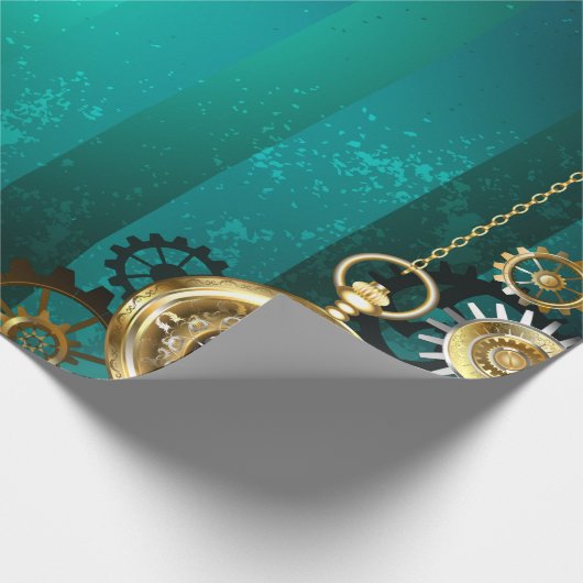 Steampunk Jewelry Watch, wir haben Green Backgroun Geschenkpapier (Ecke)