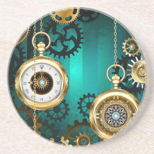 Steampunk Jewelry Watch, wir haben Green Backgroun Getränkeuntersetzer (Vorne)