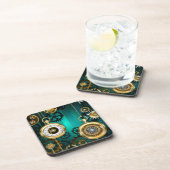 Steampunk Jewelry Watch, wir haben Green Backgroun Getränkeuntersetzer (Rechte Seite)