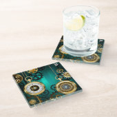 Steampunk Jewelry Watch, wir haben Green Backgroun Glasuntersetzer (Schrägansicht)