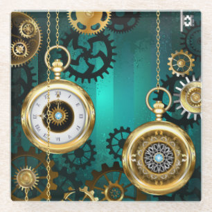 Steampunk Jewelry Watch, wir haben Green Backgroun Glasuntersetzer
