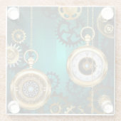 Steampunk Jewelry Watch, wir haben Green Backgroun Glasuntersetzer (Rückseite)