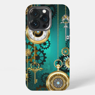 Steampunk Jewelry Watch, wir haben Green Backgroun iPhone 13 Pro Hülle