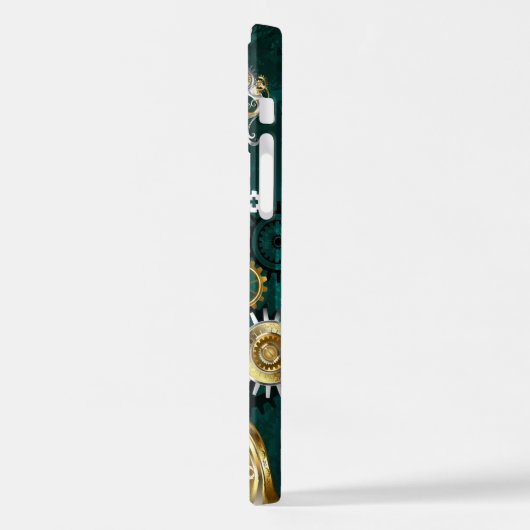 Steampunk Jewelry Watch, wir haben Green Backgroun iPhone Hülle (Linke Seite)