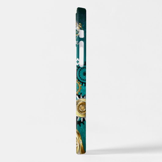 Steampunk Jewelry Watch, wir haben Green Backgroun iPhone Hülle (Linke Seite)
