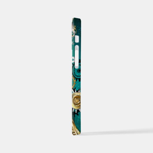 Steampunk Jewelry Watch, wir haben Green Backgroun iPhone Hülle (Linke Seite)