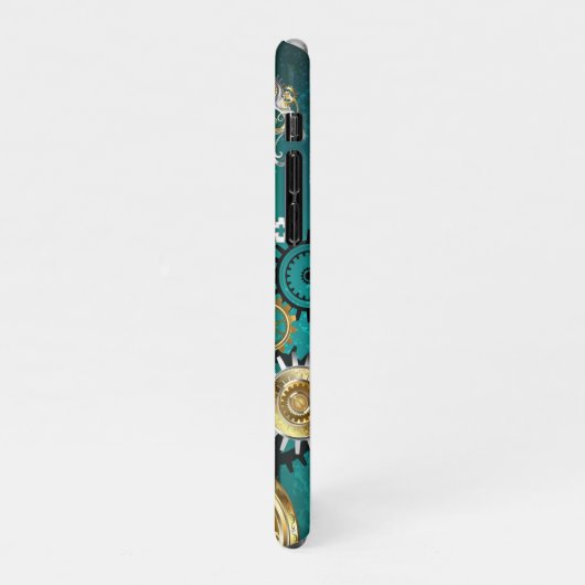 Steampunk Jewelry Watch, wir haben Green Backgroun iPhone Hülle (Linke Seite)