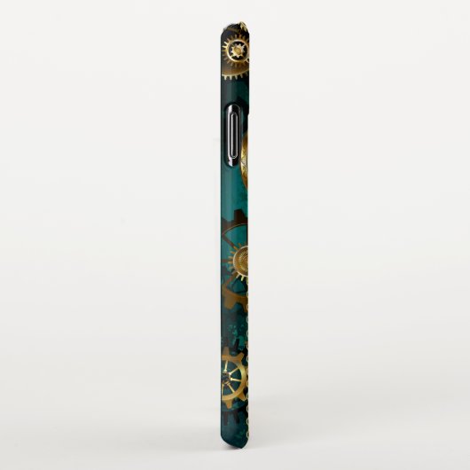 Steampunk Jewelry Watch, wir haben Green Backgroun iPhone Hülle (Rechte Seite)