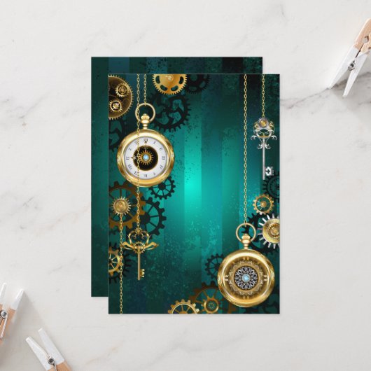 Steampunk Jewelry Watch, wir haben Green Backgroun Karte (Vorderseite/Rückseite Beispiel)