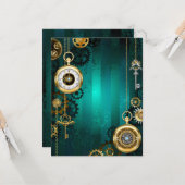 Steampunk Jewelry Watch, wir haben Green Backgroun Karte (Vorderseite/Rückseite Beispiel)