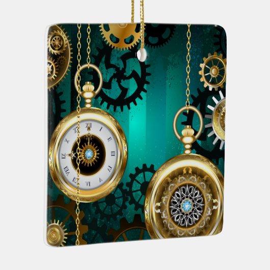 Steampunk Jewelry Watch, wir haben Green Backgroun Keramikornament (Rechts)